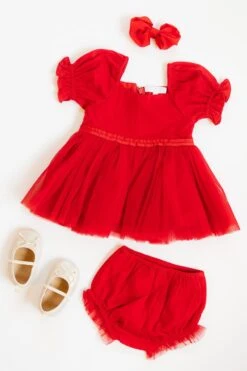 Baby Ballerina Dress Set In Red - FINAL SALE