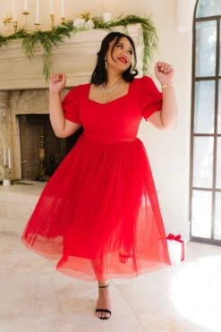 Ballerina Dress In Red - FINAL SALE -Ivy City Co ballerina red plus 03 977178