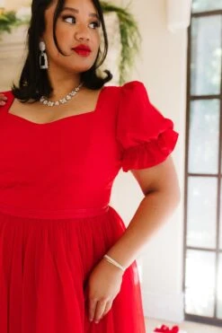 Ballerina Dress In Red - FINAL SALE -Ivy City Co ballerina red plus 04 815040