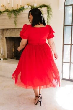 Ballerina Dress In Red - FINAL SALE -Ivy City Co ballerina red plus 06 211278