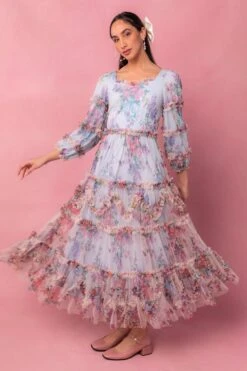 Catherine Dress In Blue Floral