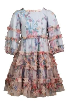 Mini Catherine Dress In Blue Floral -Ivy City Co catherine blue mini front 855889