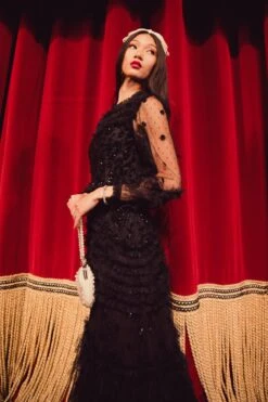 Claire Dress In Black Sequin -Ivy City Co claireblack 17 879738