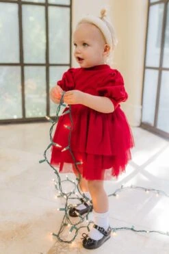 Baby Cosette Dress Set In Red - FINAL SALE