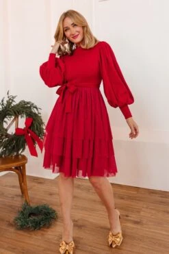 Short Cosette Dress In Red - FINAL SALE -Ivy City Co cosetteshortred 09 928450