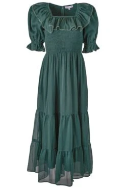 Gracie Dress In Emerald Chiffon - FINAL SALE -Ivy City Co gracieEmerald front 994966