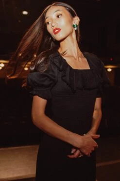 Gracie Dress In Black Chiffon -Ivy City Co gracieblack 1 837931