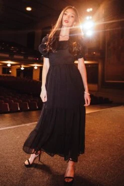 Gracie Dress In Black Chiffon -Ivy City Co gracieblack 330668