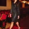 Jagger Dress In Black Sequin - FINAL SALE -Ivy City Co jaggerblack 493798