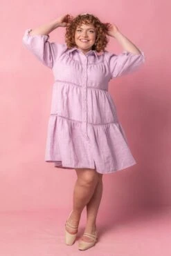 Jojo Dress In Purple Tweed -Ivy City Co jojopurple studio easter24 2 590049