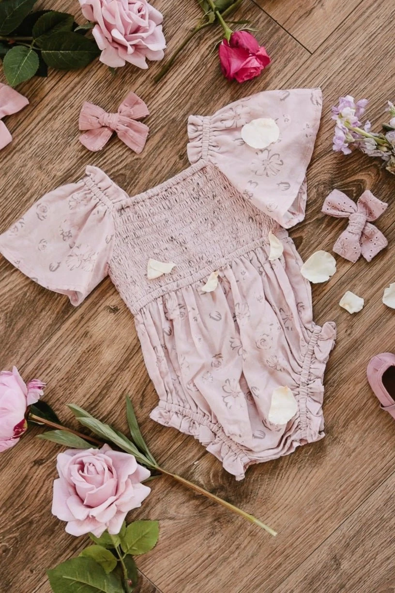 Baby Lennon Romper in Dusty Pink Baby Lennon Romper In Dusty Pink -Ivy City Co lennonbaby 1 392916