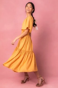 Lennon Dress In Mustard -Ivy City Co lennone studio 03 943968