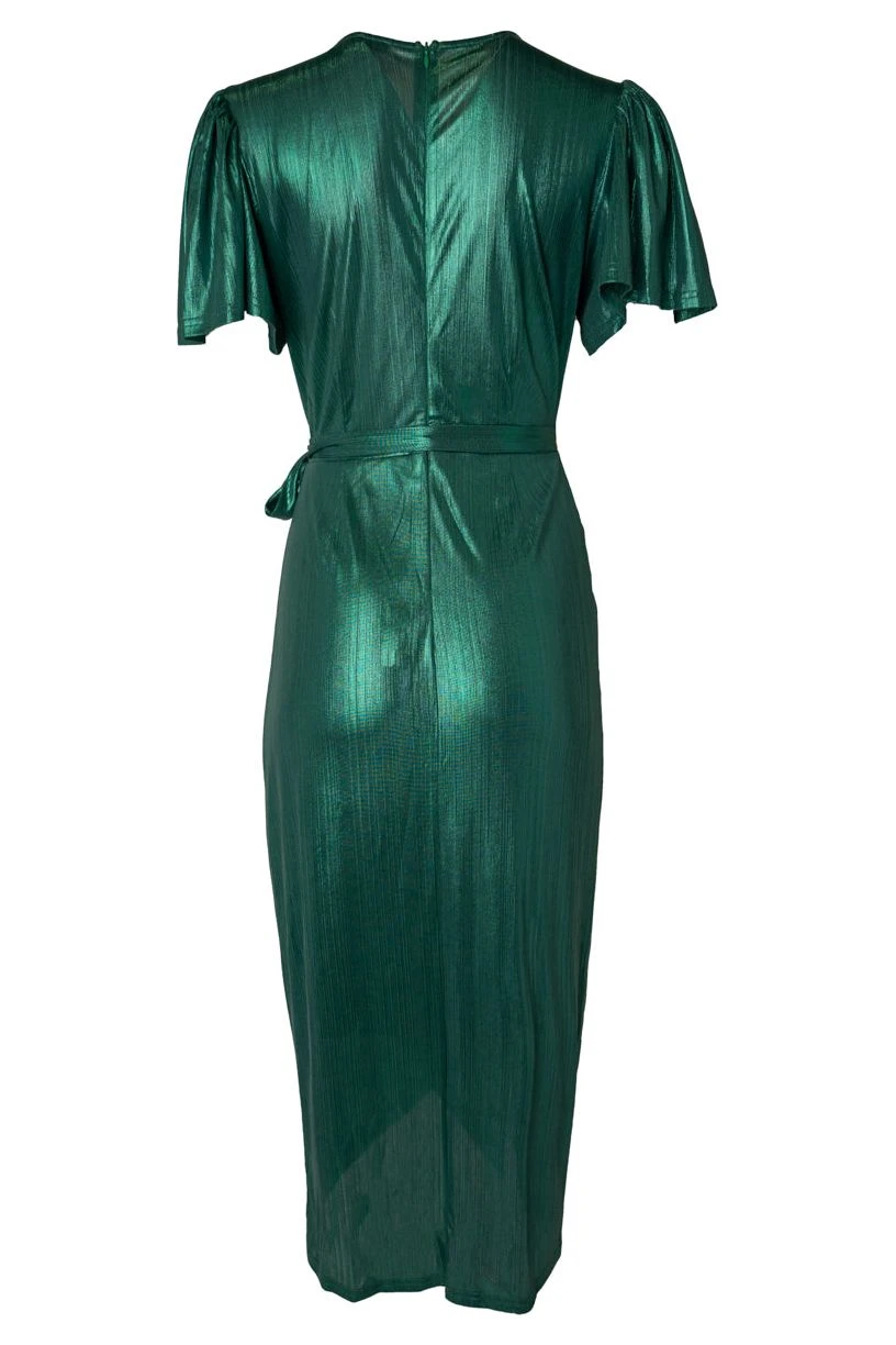 Lillie Dress in Metallic Green - FINAL SALE Lillie Dress In Metallic Green - FINAL SALE -Ivy City Co lillie back 515088