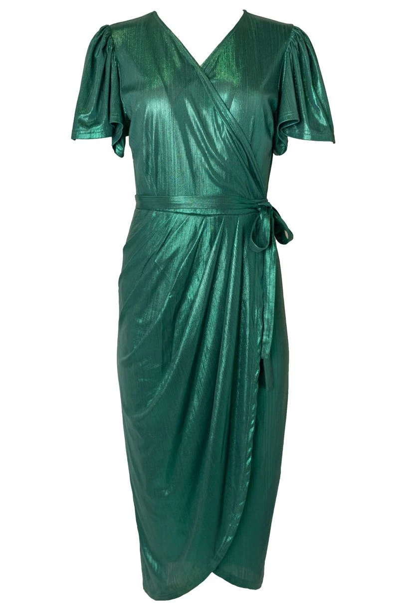 Lillie Dress in Metallic Green - FINAL SALE Lillie Dress In Metallic Green - FINAL SALE -Ivy City Co lillie front 342795