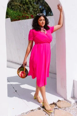Lucy Dress In Hot Pink -Ivy City Co lucyhotpink 3