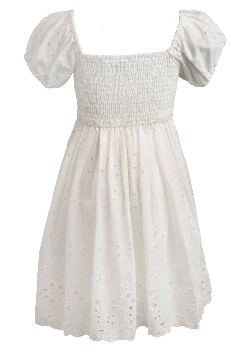 Mini Marigold Dress in White Eyelet Mini Marigold Dress In White Eyelet -Ivy City Co marigold whiteEyelet mini back 708692