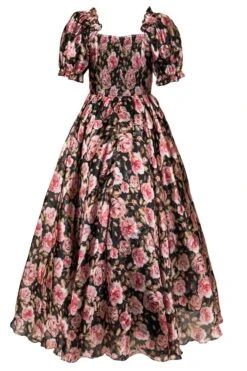 Melody Dress In Midnight Rose 4 Melody Dress In Midnight Rose -Ivy City Co melodyblackfloral back 424795