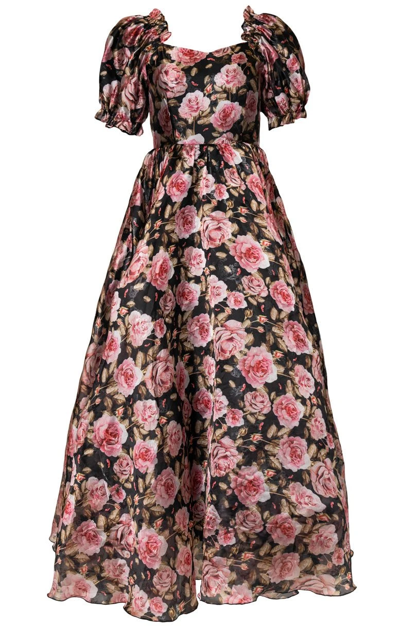 Melody Dress in Midnight Rose Melody Dress In Midnight Rose -Ivy City Co melodyblackfloral front 633452