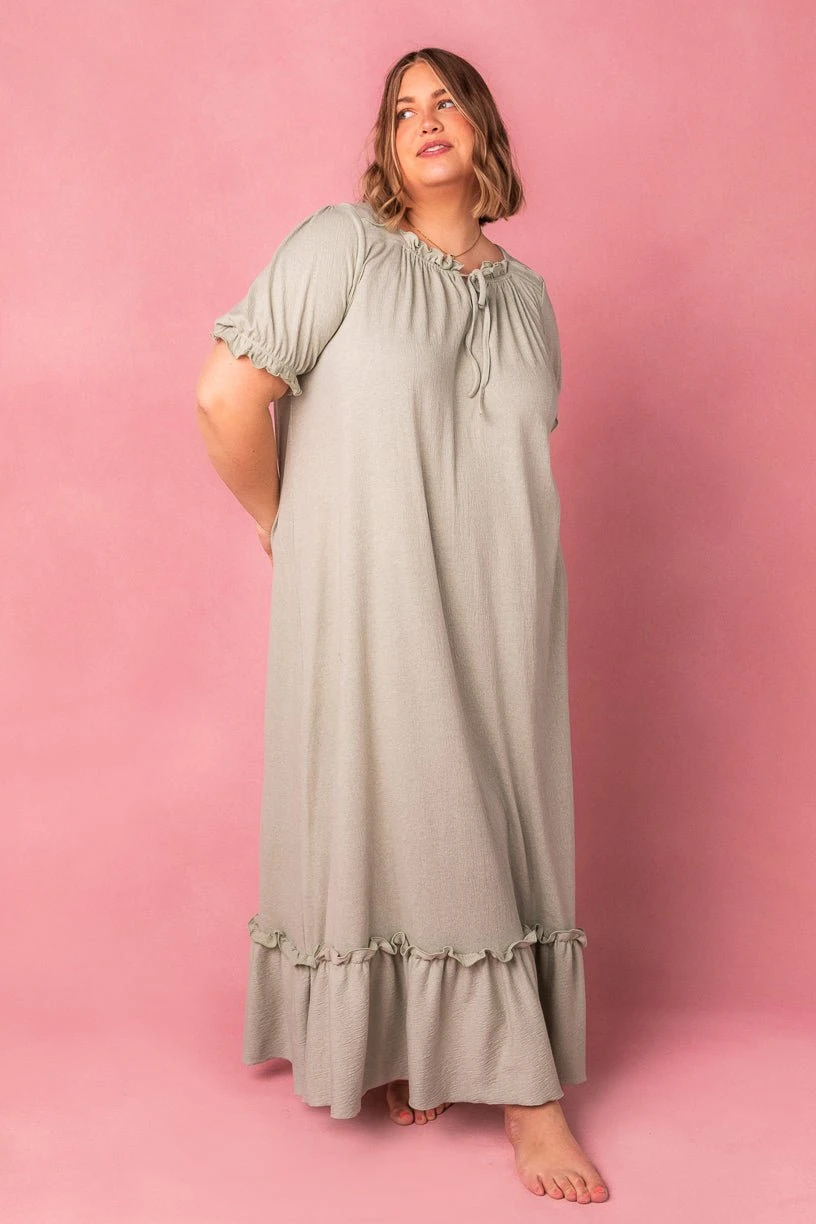 Petra Short Sleeve Night Dress in Green Petra Short Sleeve Night Dress In Green -Ivy City Co petrashort studio 02 229139