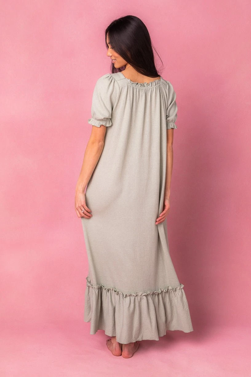 Petra Short Sleeve Night Dress in Green Petra Short Sleeve Night Dress In Green -Ivy City Co petrashort studio 10 899677