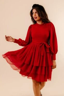 Short Cosette Dress In Red - FINAL SALE -Ivy City Co studio 156 609673