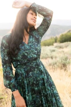 Laney Dress In Green Watercolor - FINAL SALE -Ivy City Co web FALL Lyla Laney 2027 943524