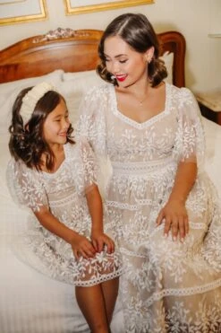 Venice Dress With Flutter Sleeves In Champagne - FINAL SALE -Ivy City Co wweb Holiday CH2 venice white 7900 678882