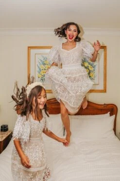 Venice Dress With Flutter Sleeves In Champagne - FINAL SALE -Ivy City Co wweb Holiday CH2 venice white 7917 923529