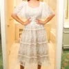Venice Dress With Flutter Sleeves In Champagne - FINAL SALE -Ivy City Co wweb Holiday CH2 venice white 7962 416370